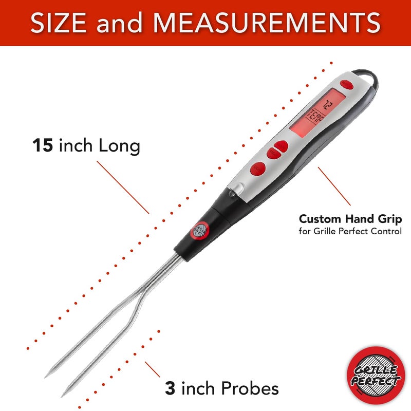 Grille Perfect Digital Meat Thermometer Fork for Grilling and BBQ Fast Read Electronic Probes with Ready Alarm Quick Accurate Barbecue Temperature for Steak Chicken Hot Grilled Food - Image 5